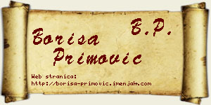 Boriša Primović vizit kartica